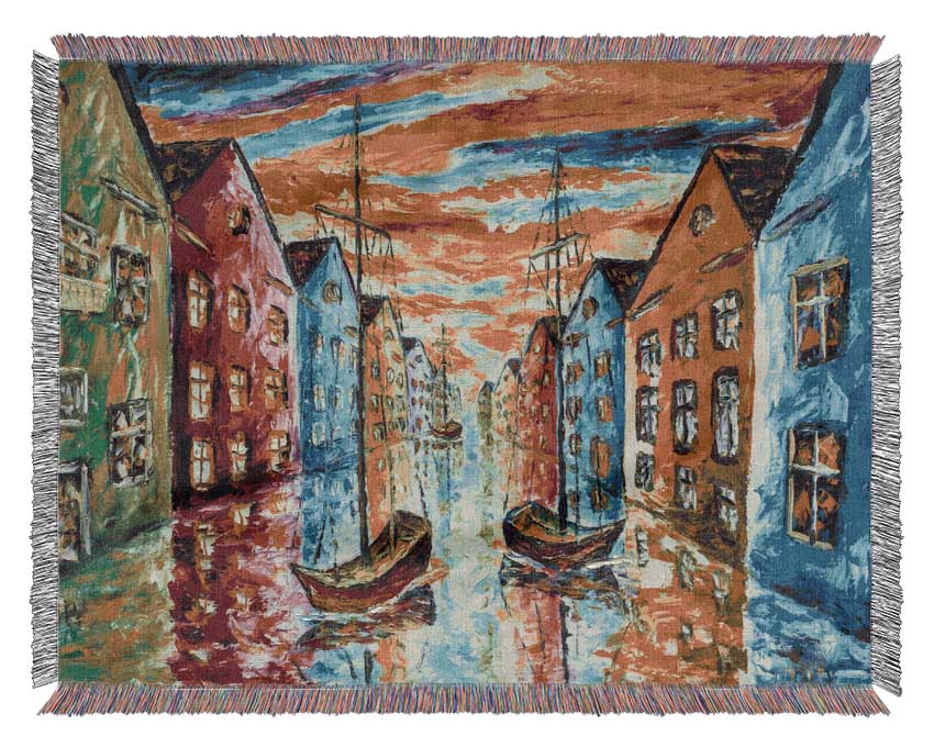 The Sea Village Painted Woven Blanket