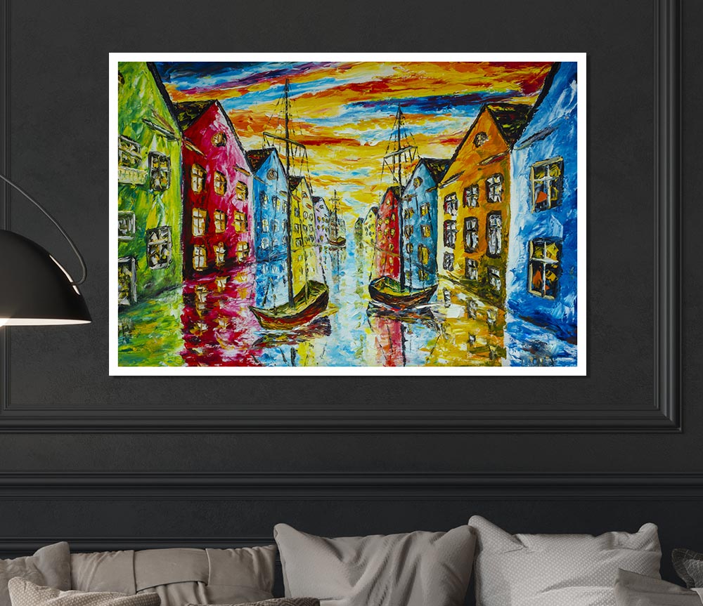 The Sea Village Painted Print Poster Wall Art