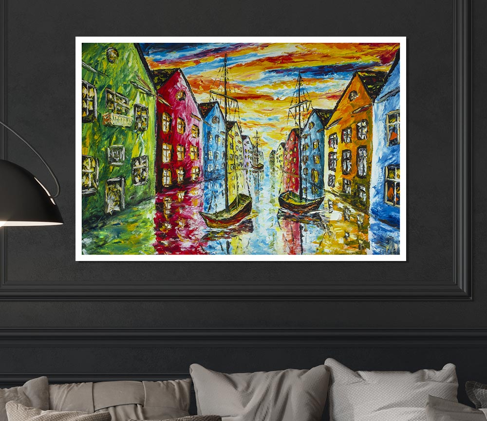 The Sea Village Painted Two Print Poster Wall Art