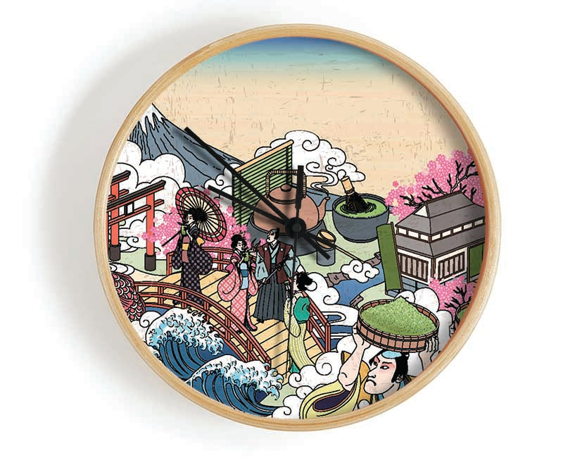 Japanese Collage Art Clock - Wallart-Direct UK