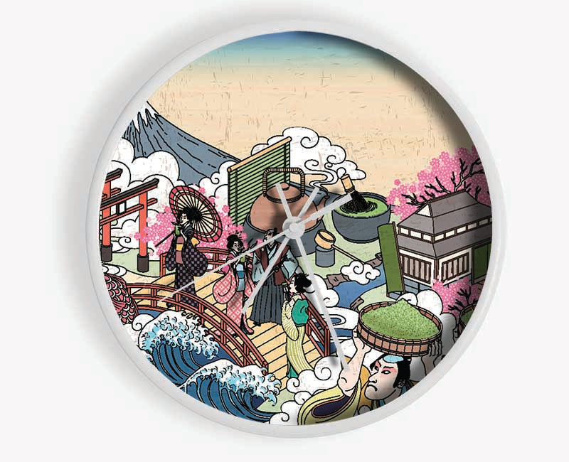 Japanese Collage Art Clock - Wallart-Direct UK