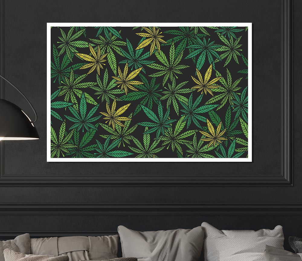 Cannabis Leaves Print Poster Wall Art