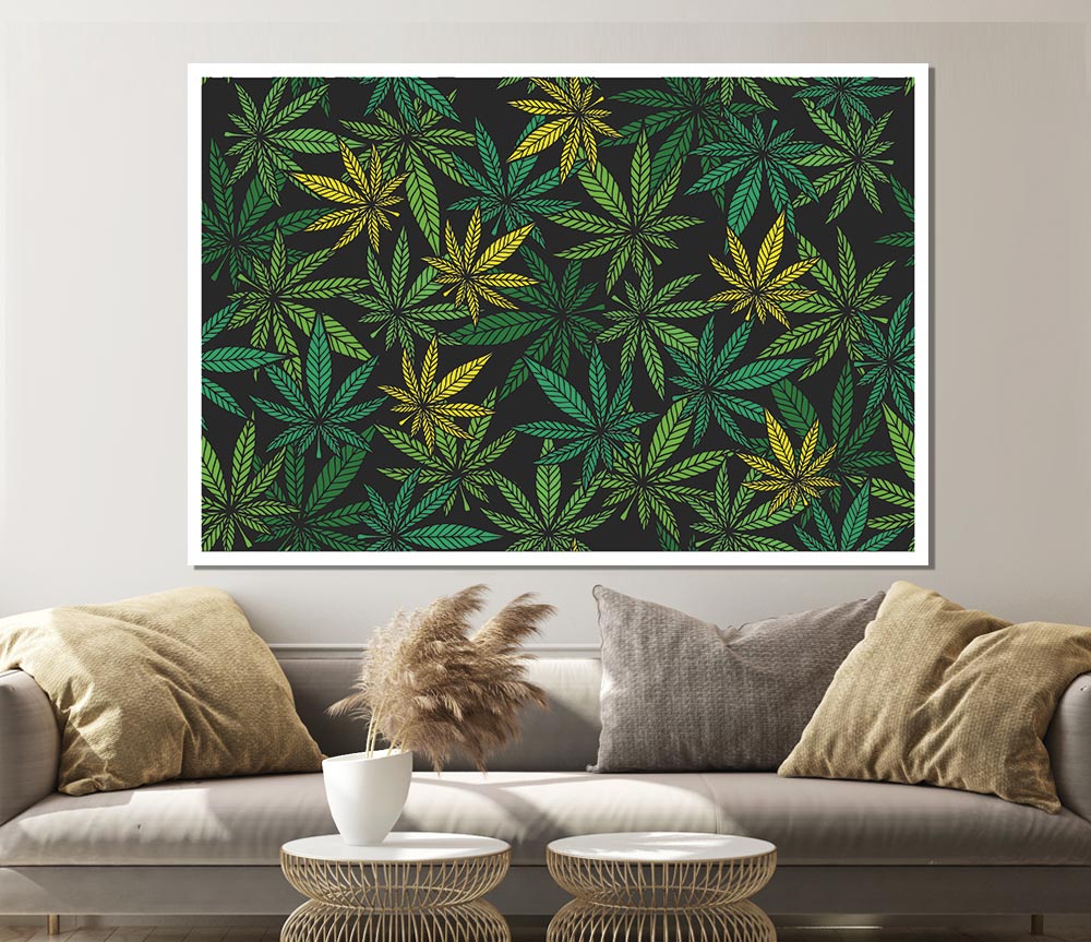 Cannabis Leaves Print Poster Wall Art