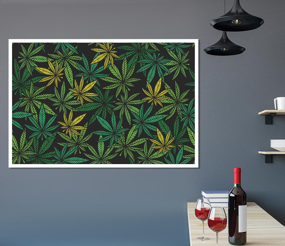 Cannabis Leaves Print Poster Wall Art