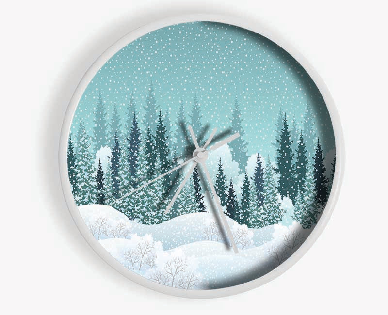 Snow In Amongst The Trees Clock - Wallart-Direct UK