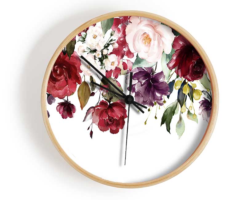 Flowers Falling From Above Clock - Wallart-Direct UK