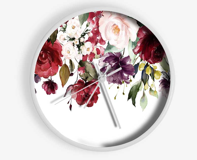 Flowers Falling From Above Clock - Wallart-Direct UK