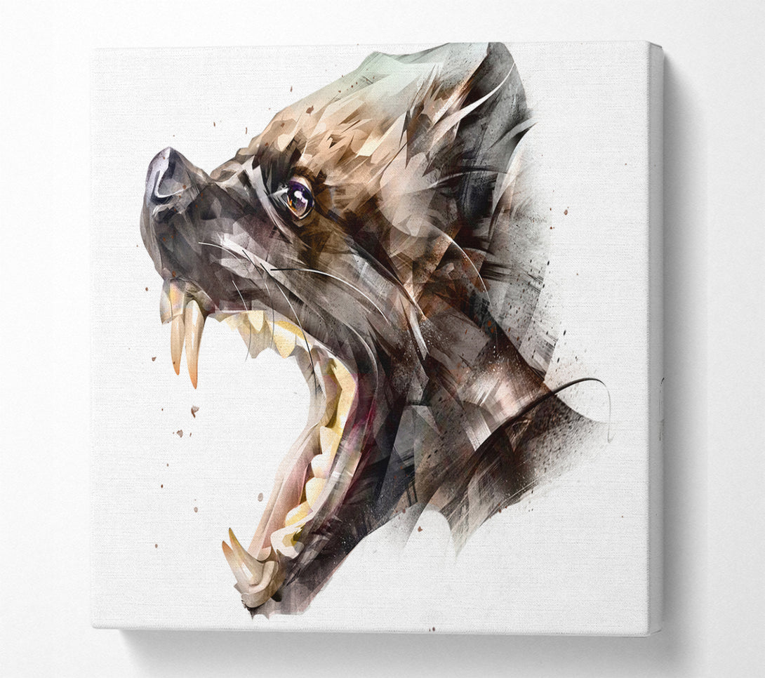 A Square Canvas Print Showing Hyena Head Square Wall Art