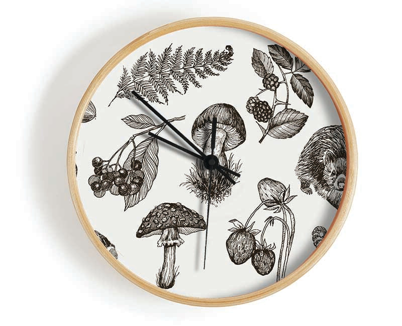 British Flowers And Wildlife Clock - Wallart-Direct UK