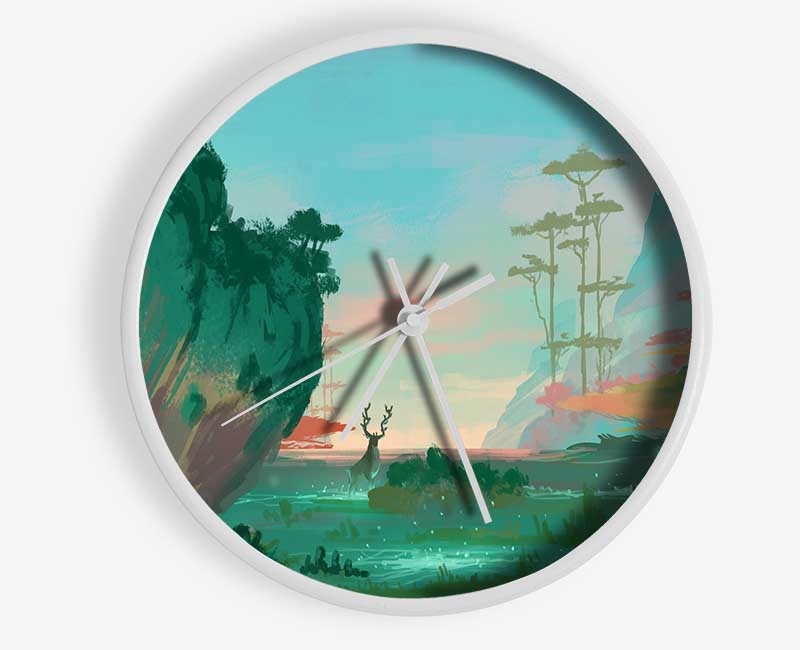 Curved Mountain Side Clock - Wallart-Direct UK