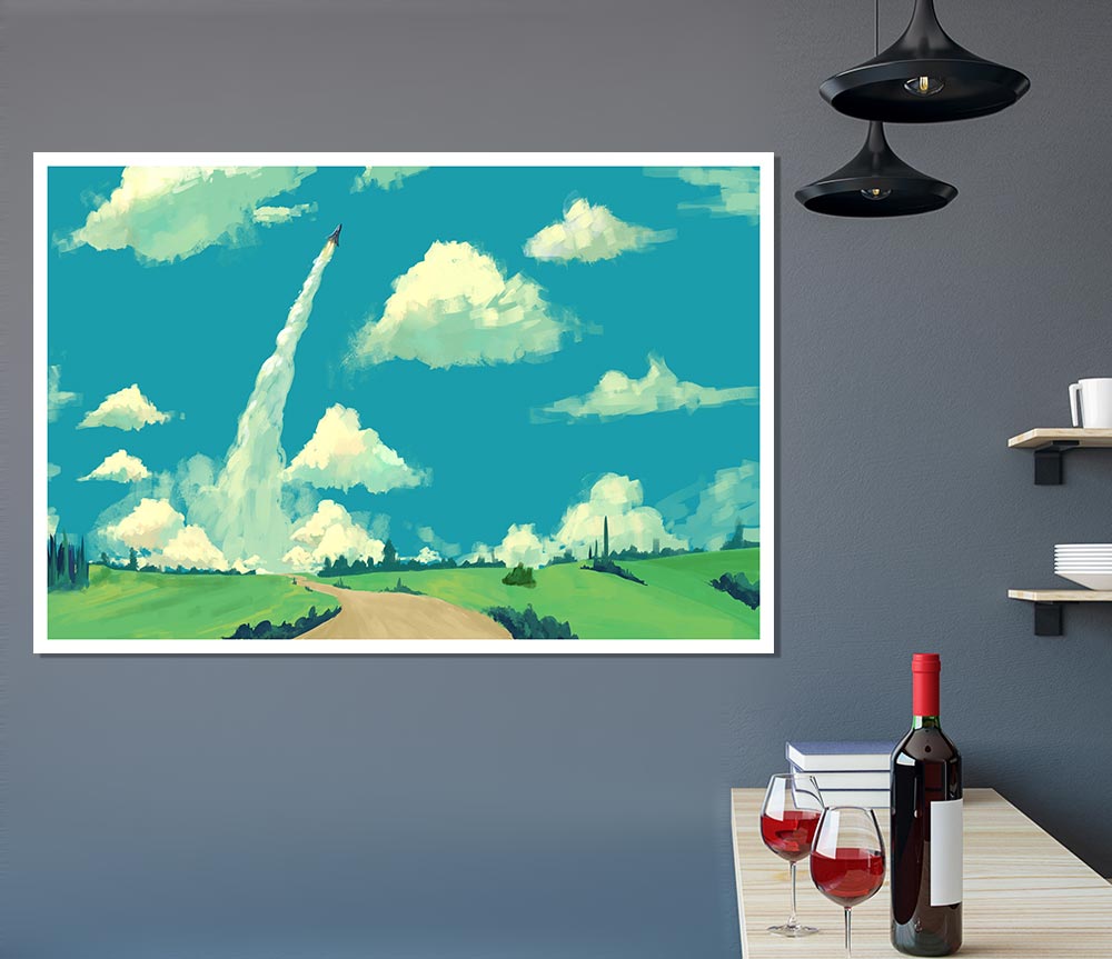 Jetting Off In The Sky Print Poster Wall Art