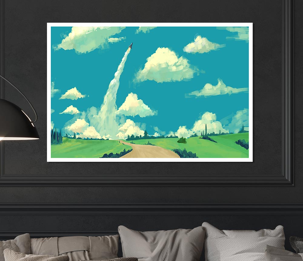 Jetting Off In The Sky Print Poster Wall Art