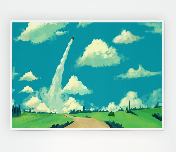 Jetting Off In The Sky Print Poster Wall Art