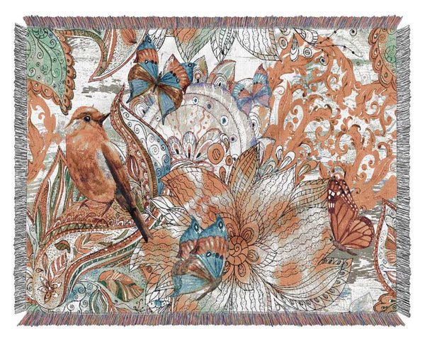 Beautiful Patterns Of India Butterflies Woven Blanket