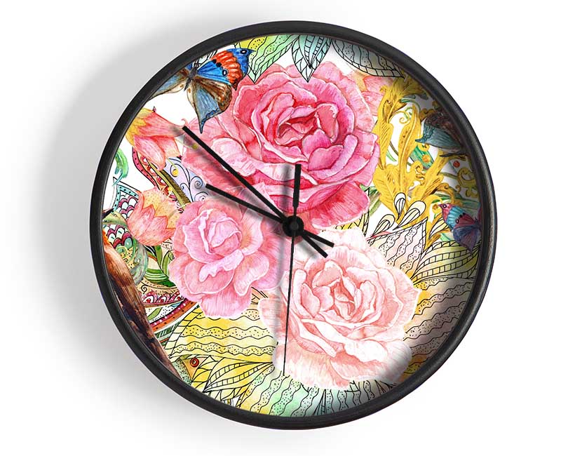 Beautiful Flowers India Clock - Wallart-Direct UK