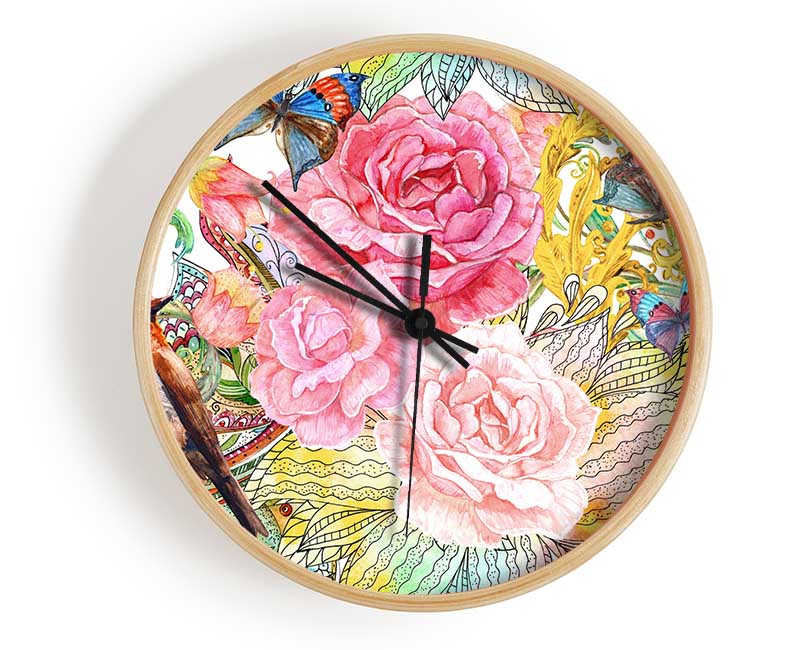 Beautiful Flowers India Clock - Wallart-Direct UK