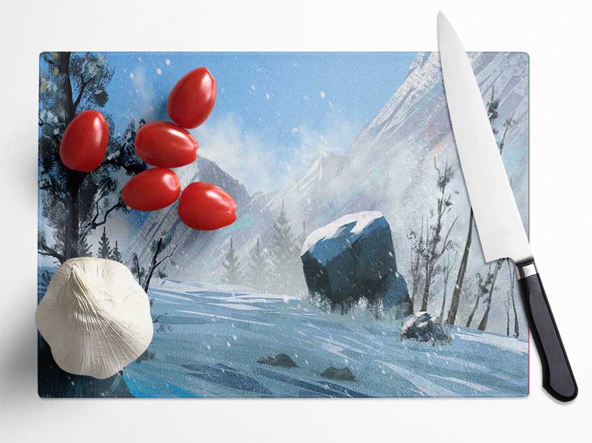 The Snowy Mountain Dust Glass Chopping Board