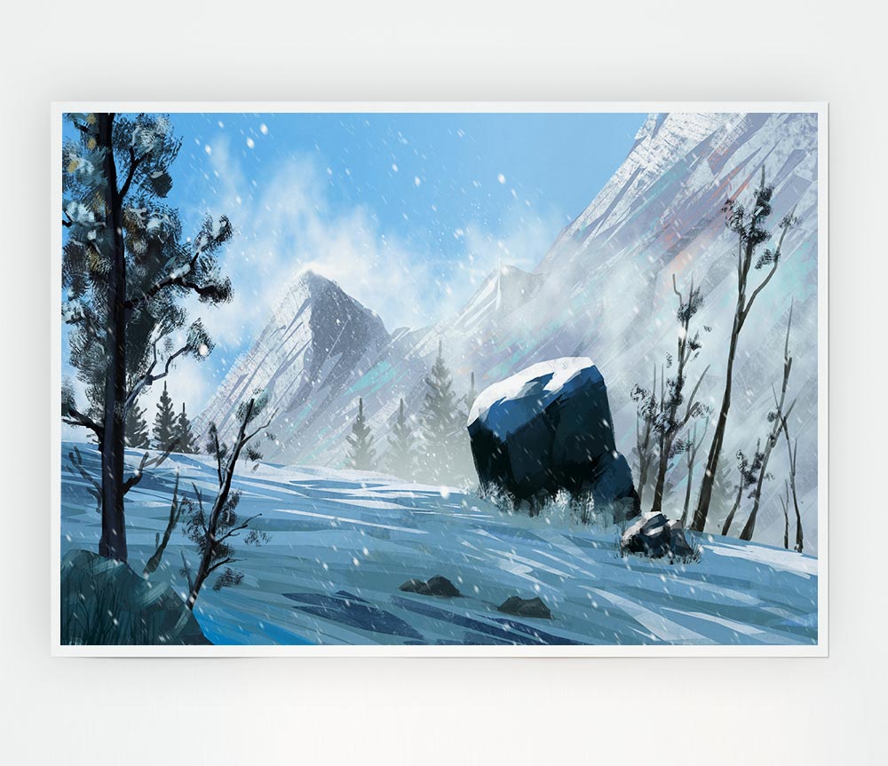 The Snowy Mountain Dust Print Poster Wall Art