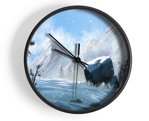 The Snowy Mountain Dust Clock - Wallart-Direct UK