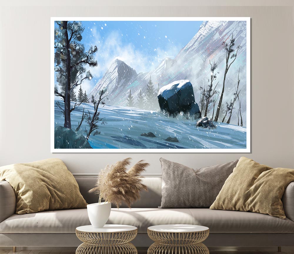 The Snowy Mountain Dust Print Poster Wall Art