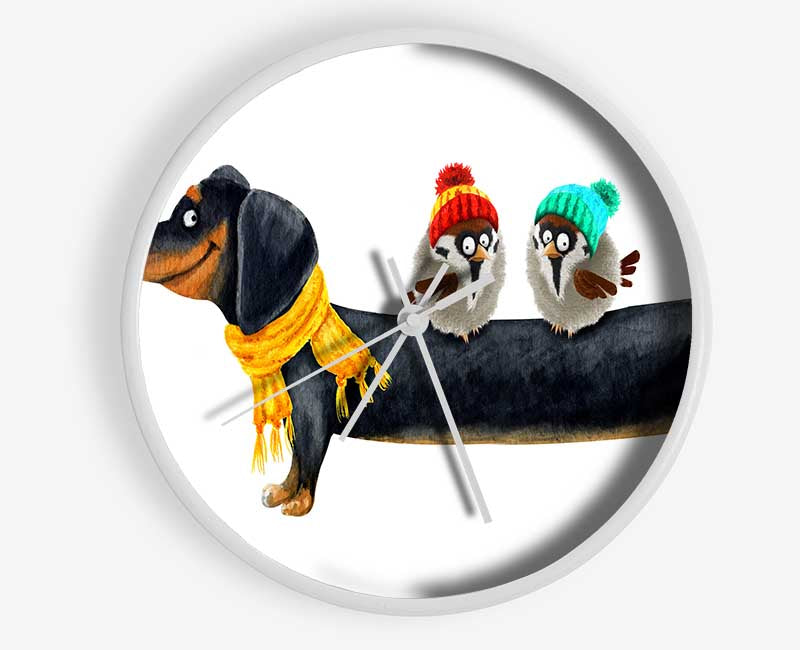 Sausage Dog Birds Clock - Wallart-Direct UK