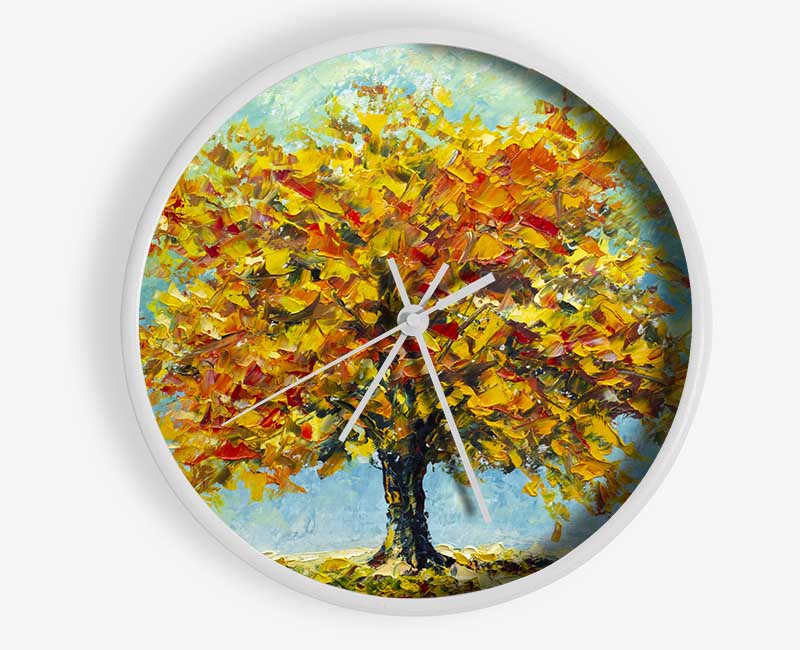 Tree Burns Orange Clock - Wallart-Direct UK