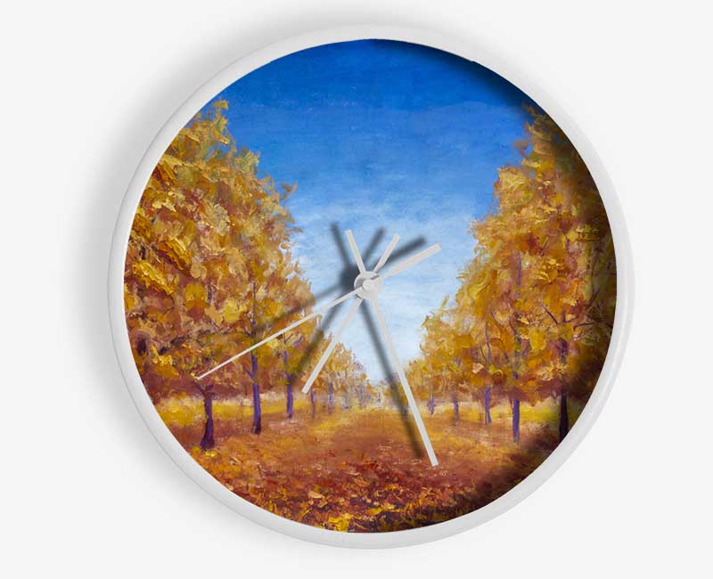 The Road Through The Orange Forest Clock - Wallart-Direct UK