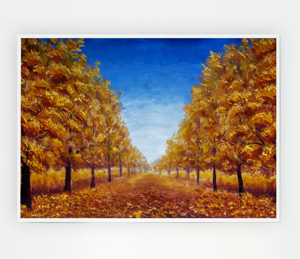 The Road Through The Orange Forest Print Poster Wall Art