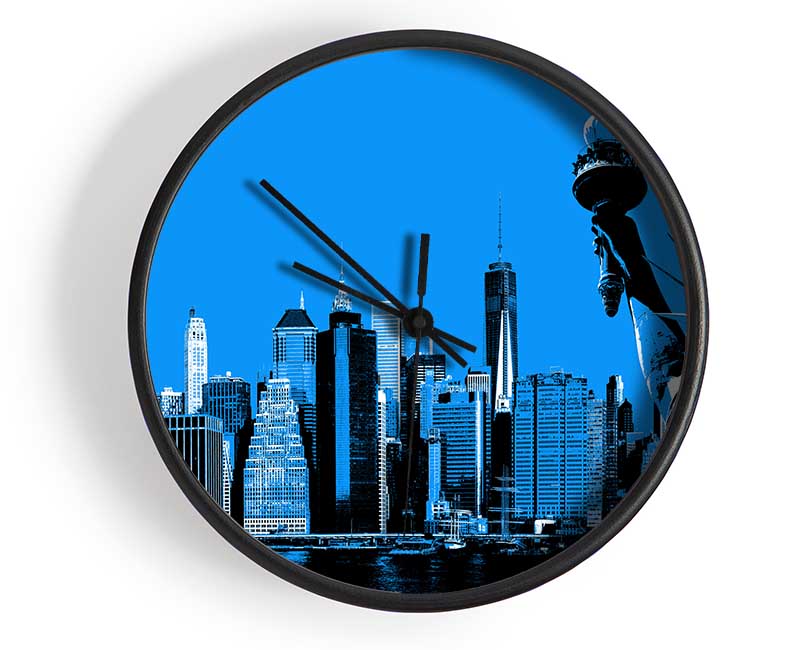 The Statue Of Liberty Blue Clock - Wallart-Direct UK