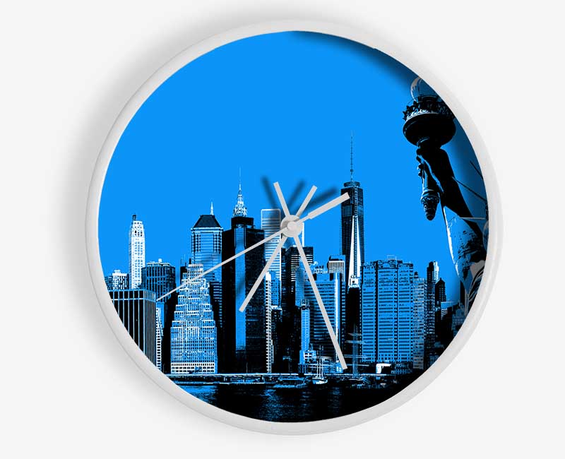 The Statue Of Liberty Blue Clock - Wallart-Direct UK