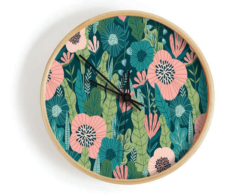 Modern Flower Beauty Clock - Wallart-Direct UK