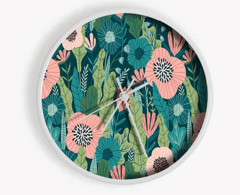 Modern Flower Beauty Clock - Wallart-Direct UK