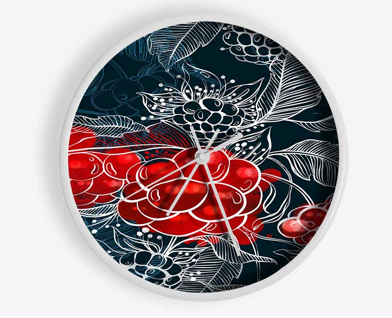 Red Berry Winter Clock - Wallart-Direct UK