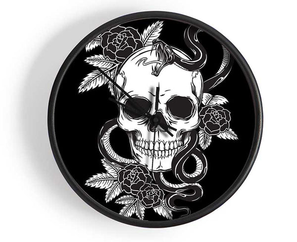 Skull Snake And Flowers Clock - Wallart-Direct UK