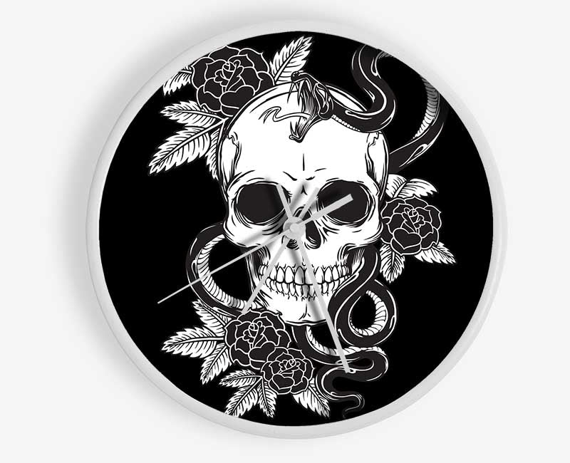 Skull Snake And Flowers Clock - Wallart-Direct UK