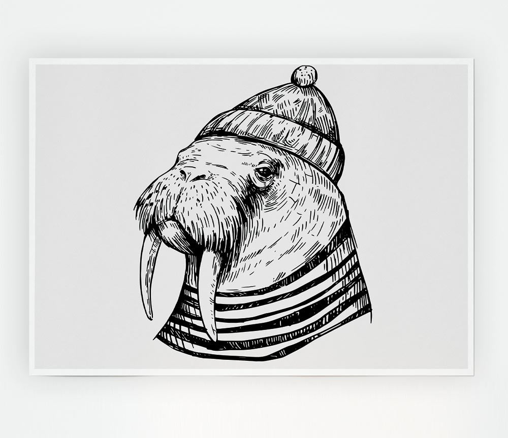 Hipster Walrus Print Poster Wall Art