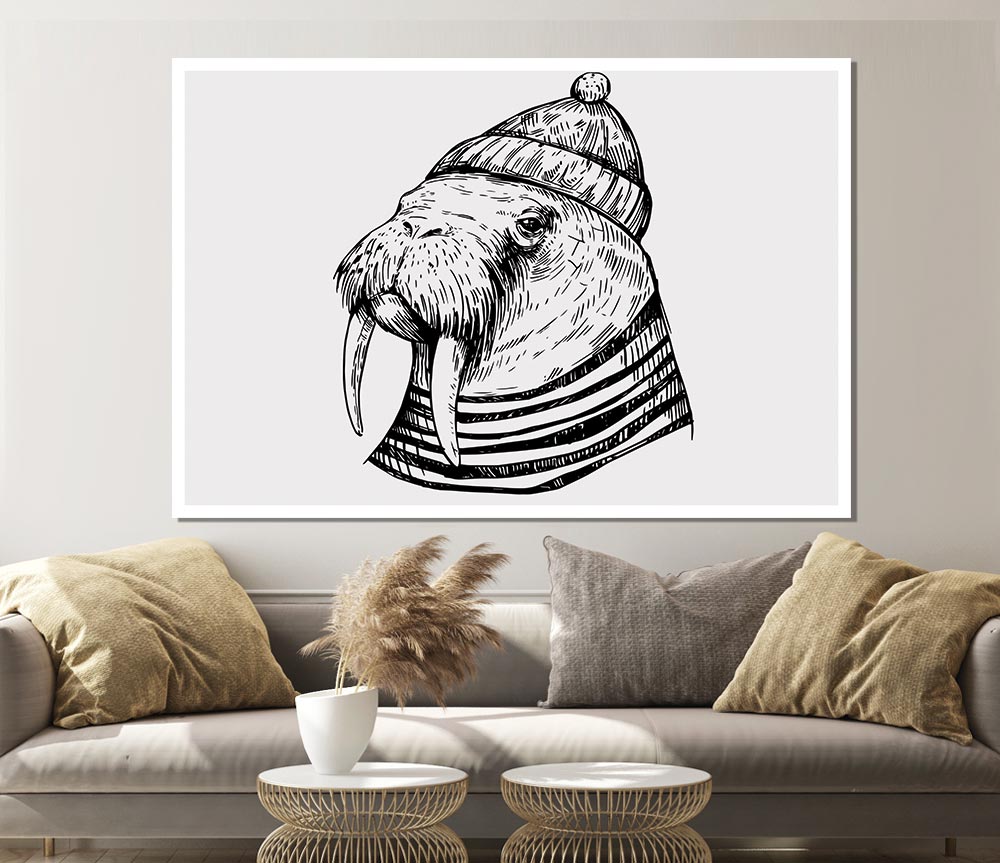 Hipster Walrus Print Poster Wall Art