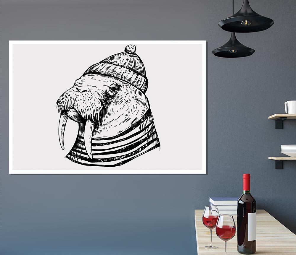 Hipster Walrus Print Poster Wall Art