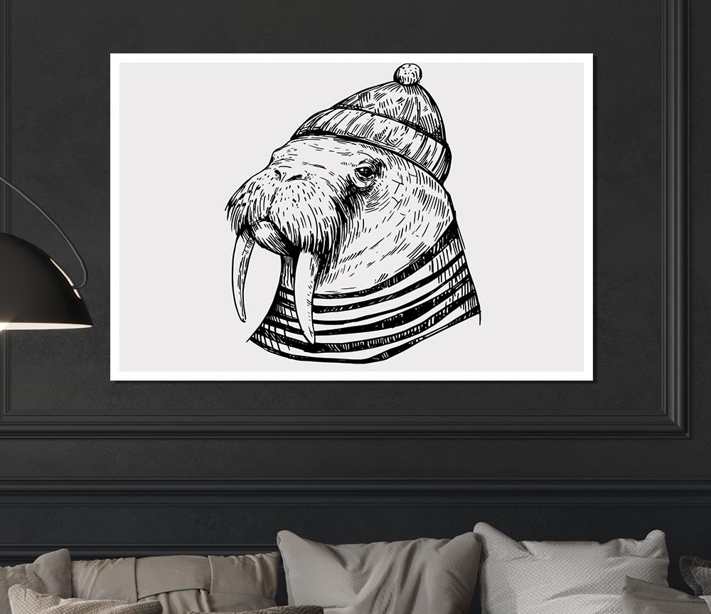 Hipster Walrus Print Poster Wall Art