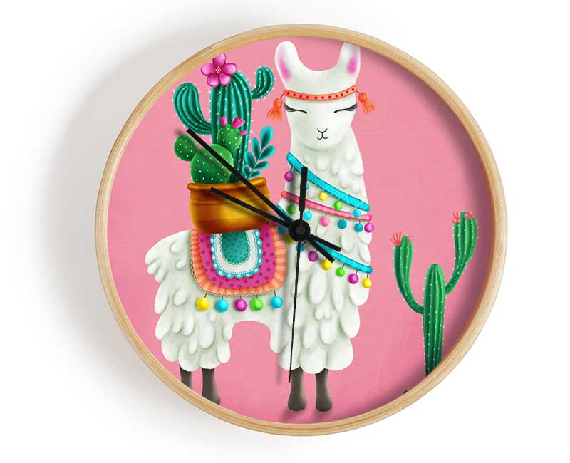 Llama Carrying Cactus Clock - Wallart-Direct UK