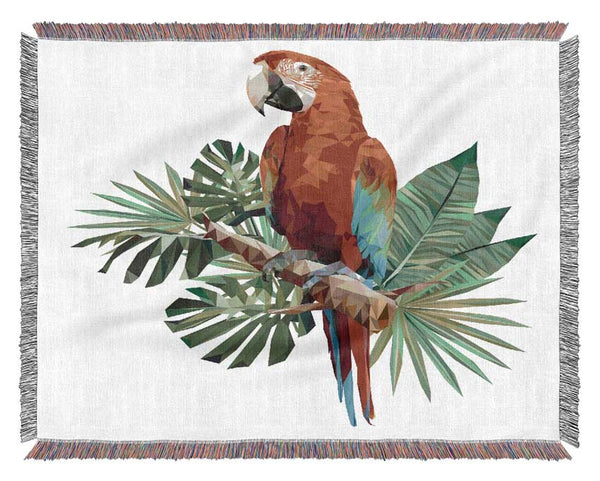 Parrot On A Branch Woven Blanket