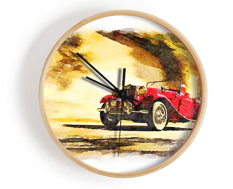 Vintage Car On The Beach Clock - Wallart-Direct UK