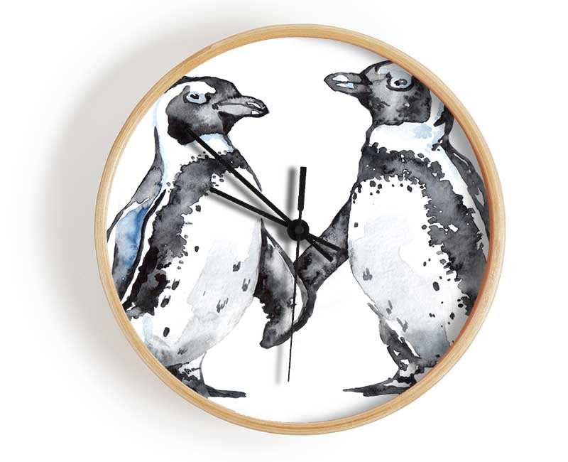 Two Penguins Shaking Clock - Wallart-Direct UK