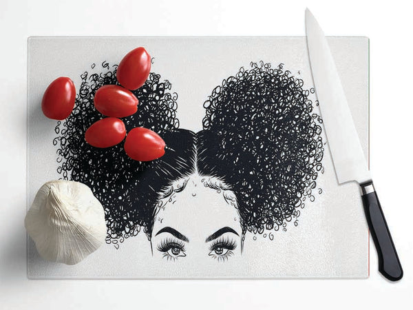 Funk Hair Woman Glass Chopping Board