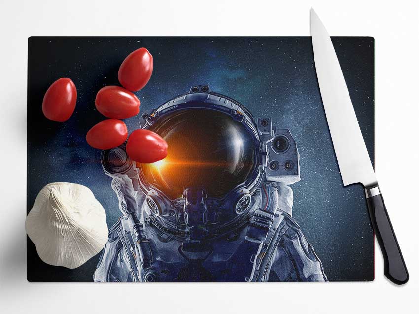 Reflection Of The Sun Spaceman Glass Chopping Board