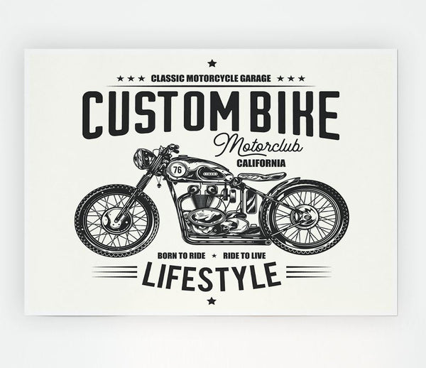 Custom Bike Motor Club Print Poster Wall Art