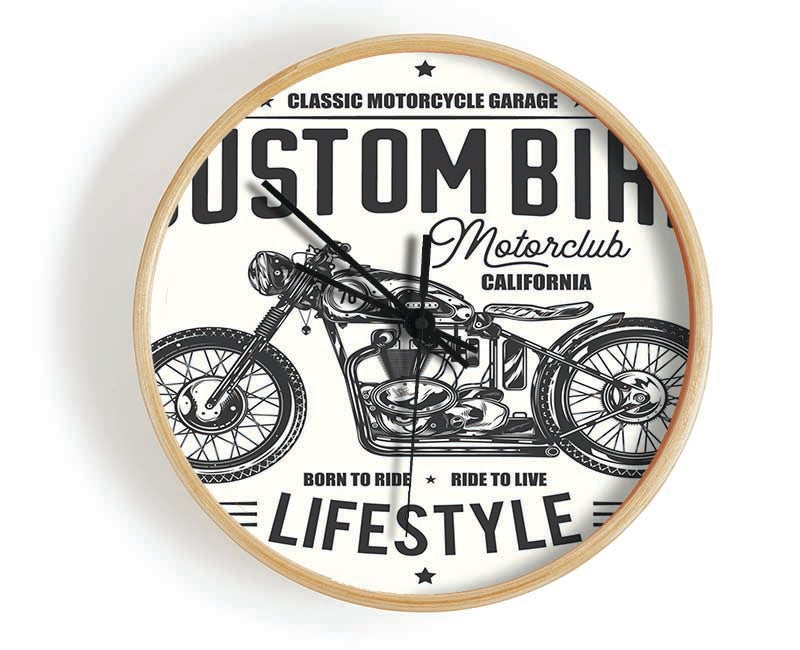 Custom Bike Motor Club Clock - Wallart-Direct UK