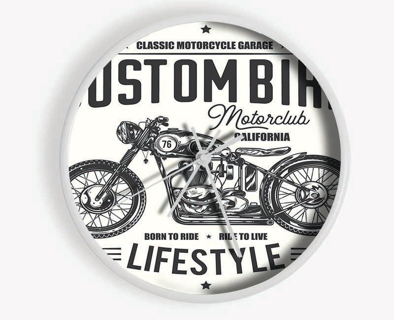 Custom Bike Motor Club Clock - Wallart-Direct UK