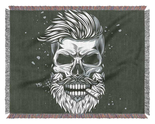 Cigar Smoking Skull Woven Blanket