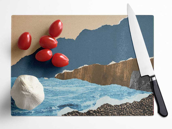 Cut Out Mountain Ocean Glass Chopping Board